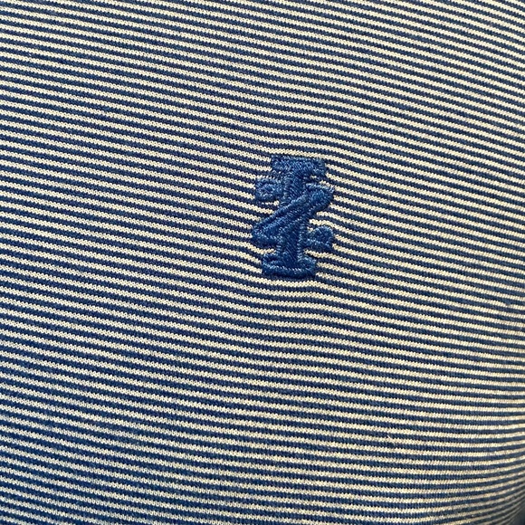 IZOD Mens Polo Shirt Blue & White Horizontal Pinstripes NWOT Perfect Condition M - Picture 5 of 7